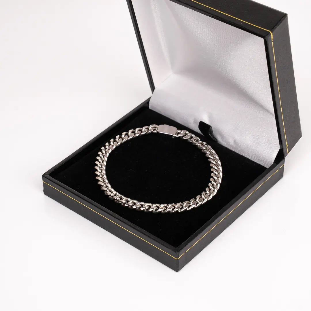 Bracelet cubain argent 6mm pour homme dans écrin