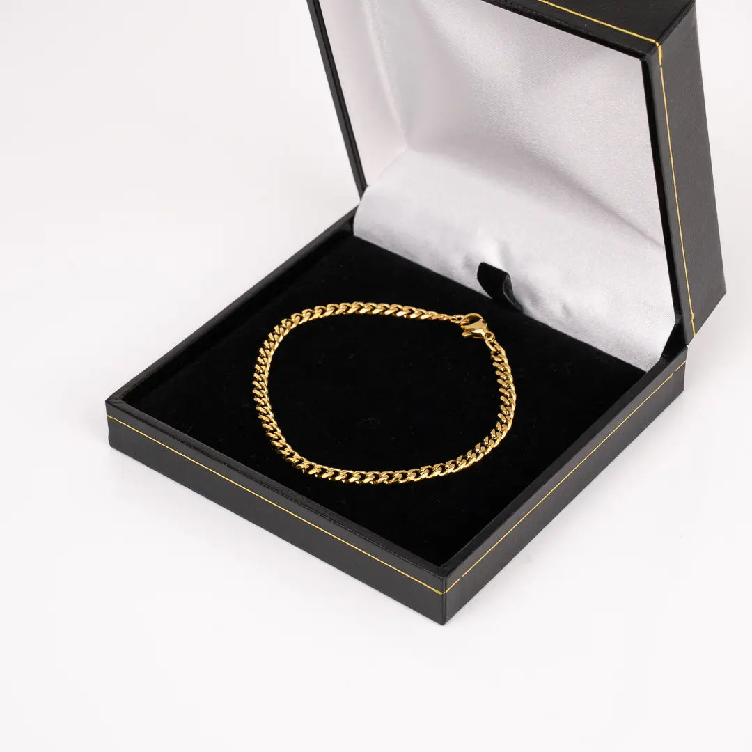 Bracelet cubain or 3mm pour homme dans écrin