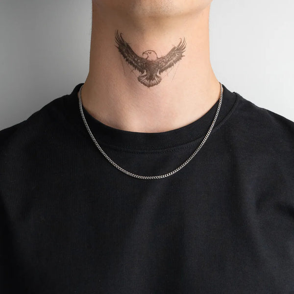 Chaîne cubaine 50 cm argent pour homme portée