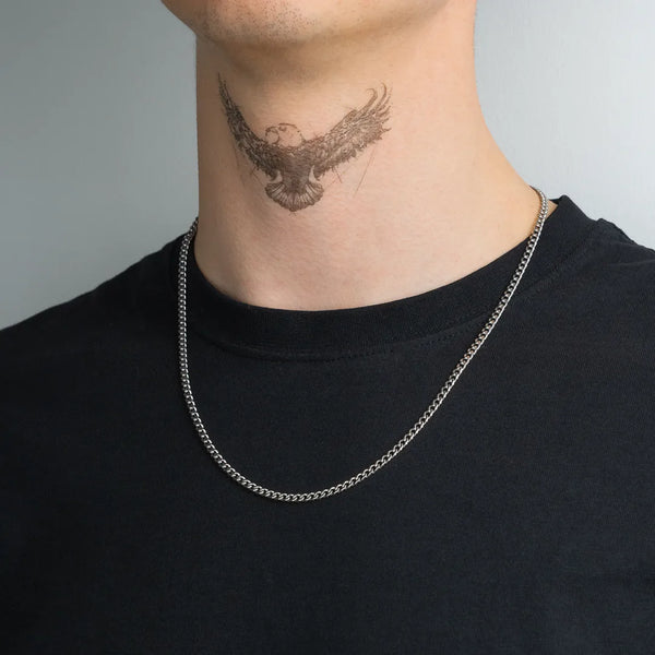 Chaîne cubaine argent pour homme portée