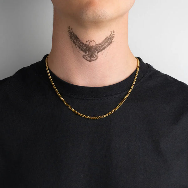 Chaîne cubaine or 3mm 50cm pour homme portée