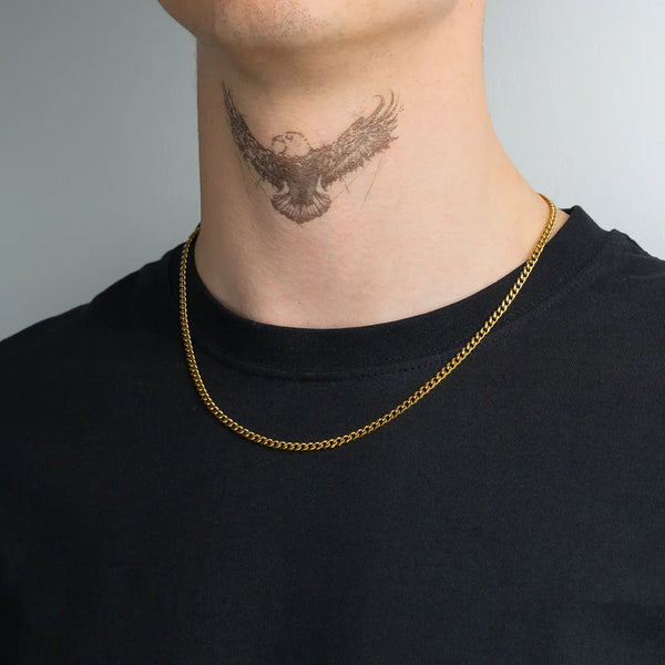 Chaîne cubaine or 3mm pour homme portée