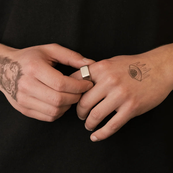 Chevalière rectangulaire argent pour homme