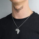 Pendentif Afrique argent pour homme porté