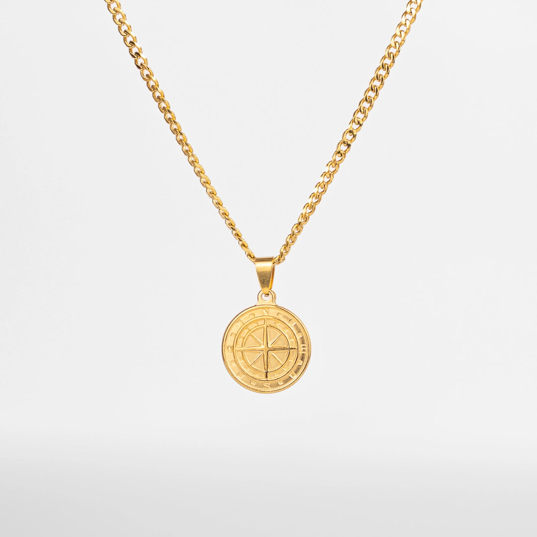 Pendentif boussole or pour homme