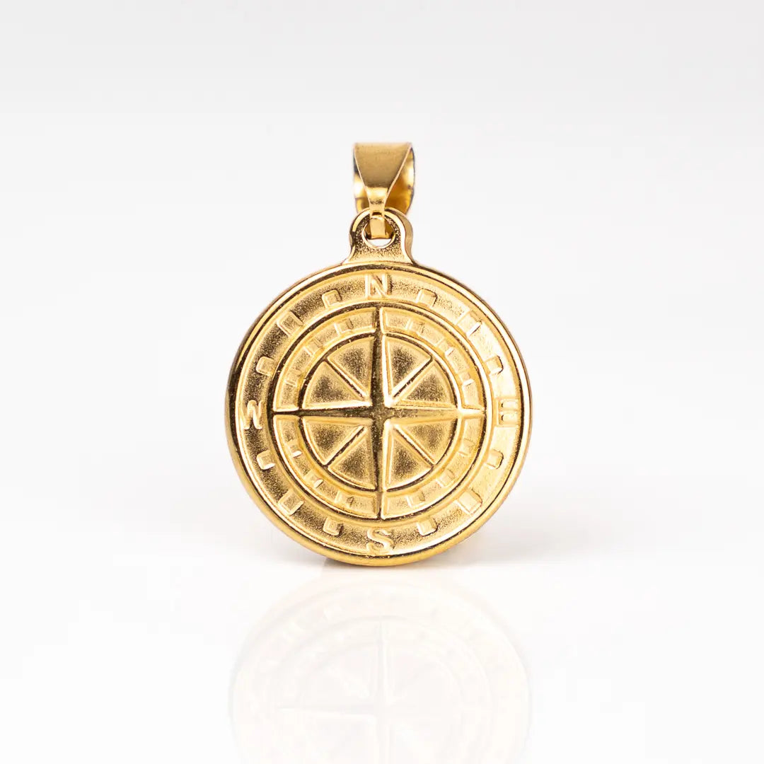 Pendentif boussole or pour homme