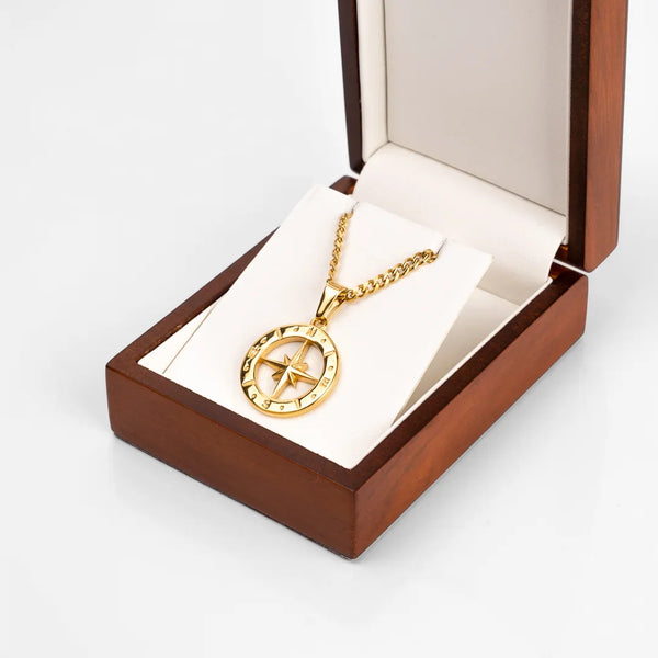 Pendentif étoile du nord or pour homme dans écrin