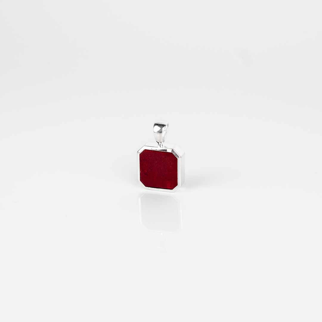 Pendentif jaspe rouge en argent 925 pour homme