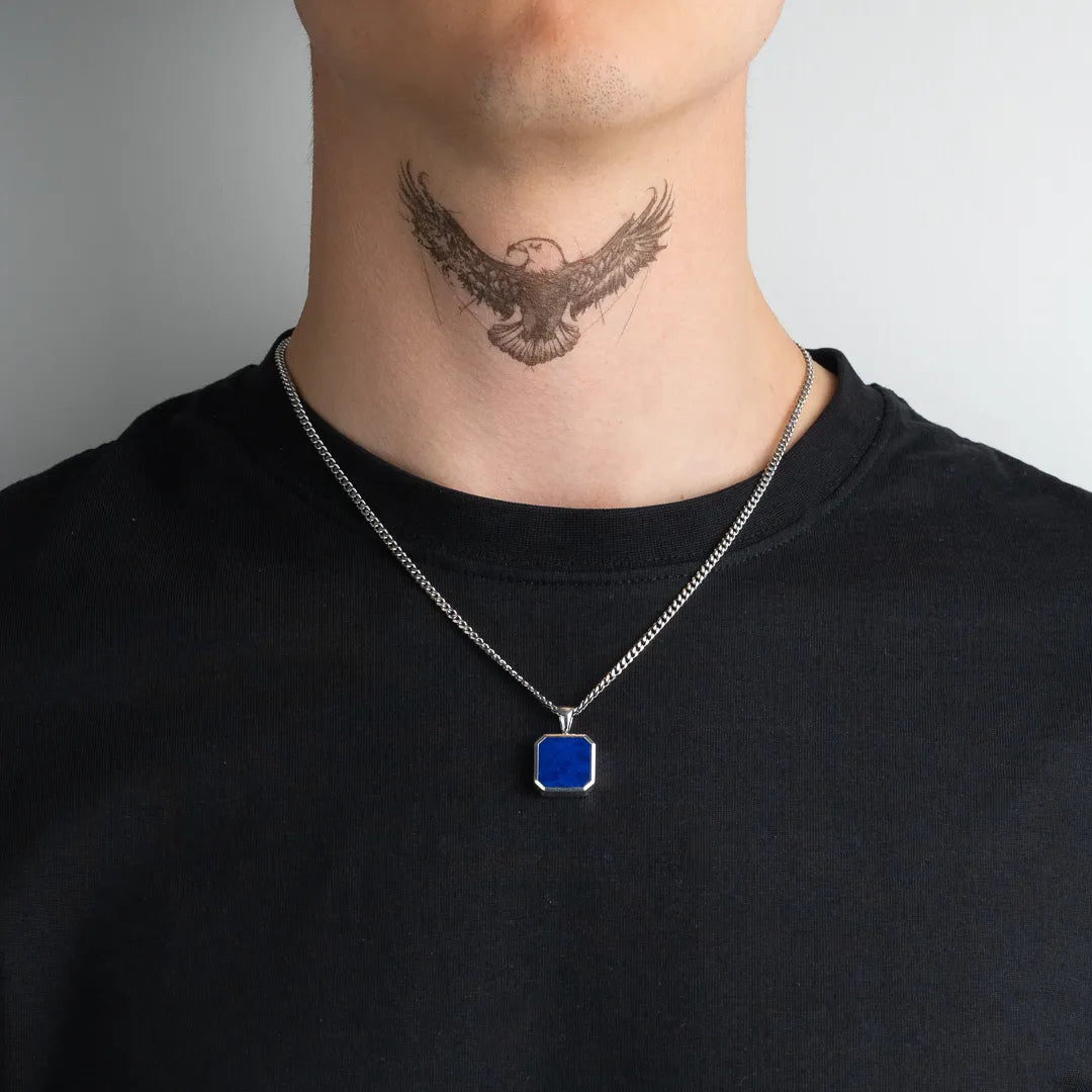 Pendentif lapis-lazuli en argent 925 pour homme