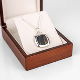 Pendentif oeil de faucon et collier en argent 925 pour homme dans son écrin en bois