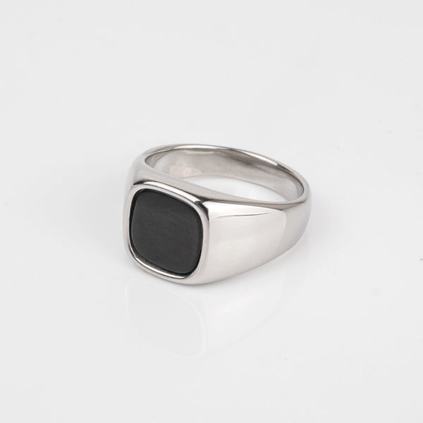 Bague pierre carrée argent pour homme