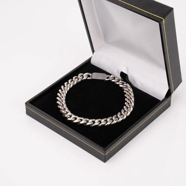 Bracelet cubain argent 8mm pour homme dans écrin