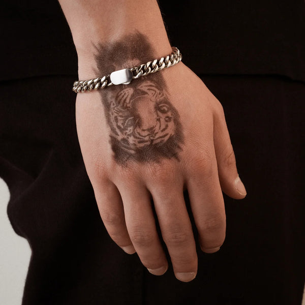 Bracelet cubain argent 8mm pour homme porté