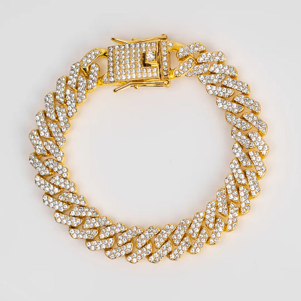 Bracelet cubain glacé or pour homme