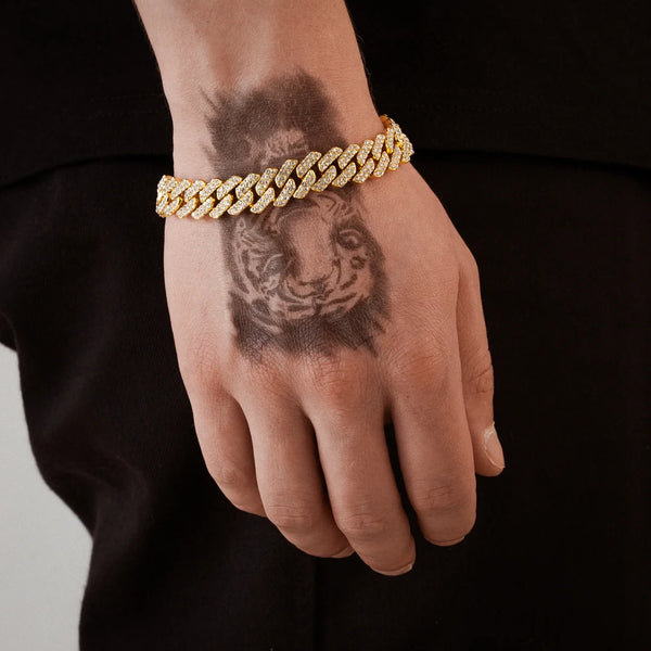 Bracelet cubain glacé or pour homme porté