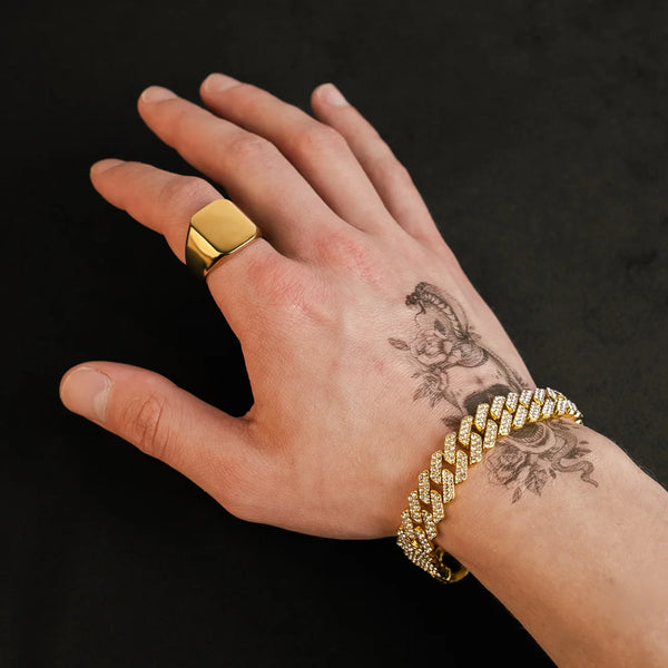 Bracelet cubain glacé or pour homme porté