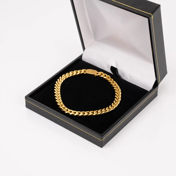 Bracelet cubain or 6mm pour homme dans écrin