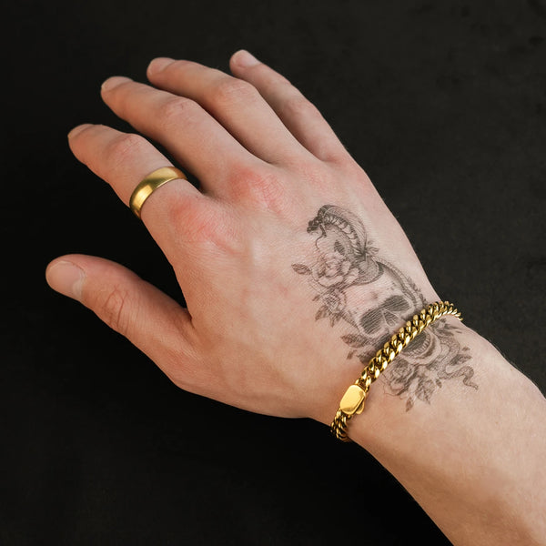 Bracelet cubain or 6mm pour homme porté