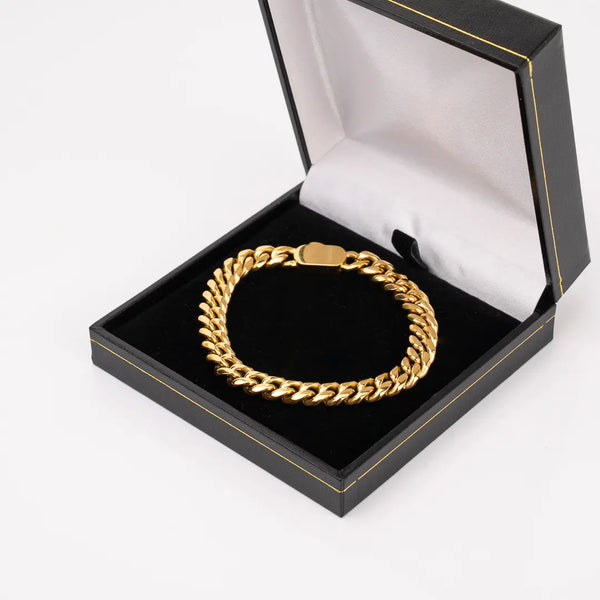 Bracelet cubain or 8mm pour homme dans écrin