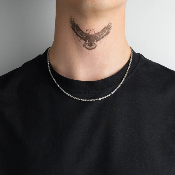 Chaîne corde 50 cm argent pour homme portée