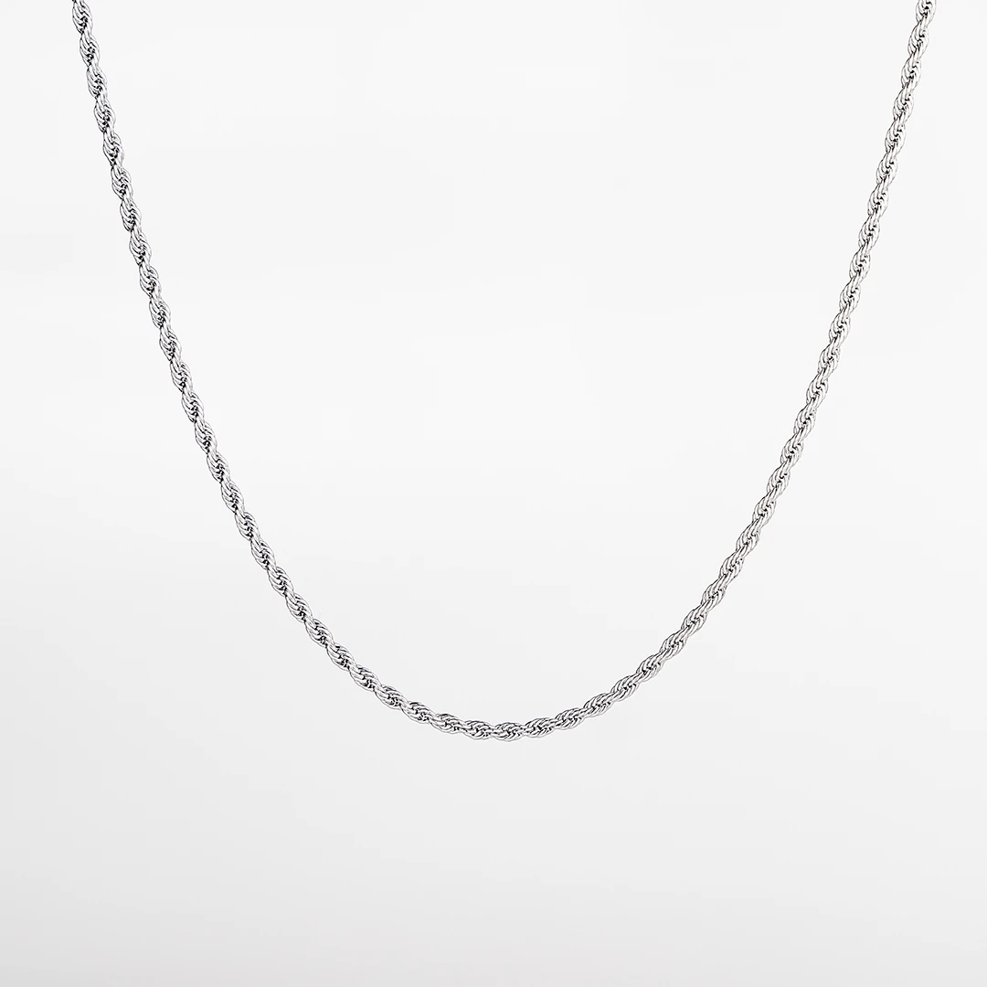 Chaîne maille corde (argent) pour homme