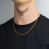 Chaîne corde or pour homme portée