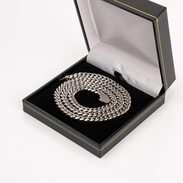 Chaîne cubaine argent 6mm pour homme dans écrin