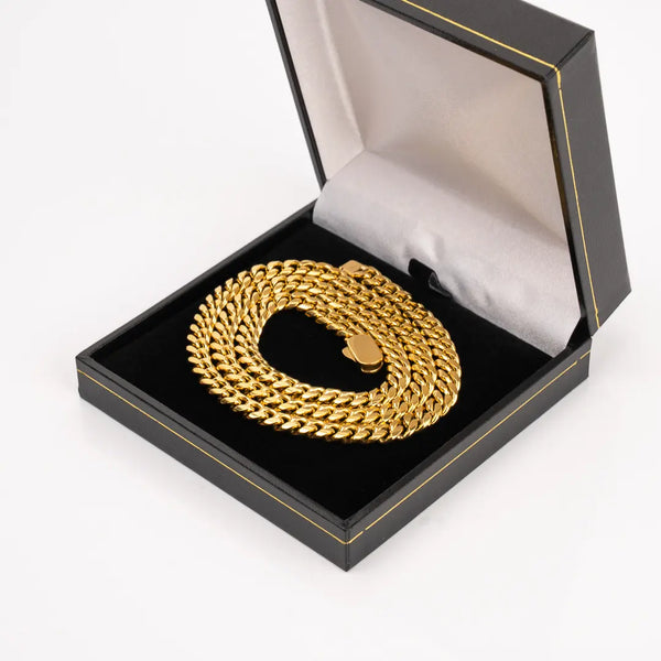 Chaîne cubaine or 6mm pour homme dans écrin