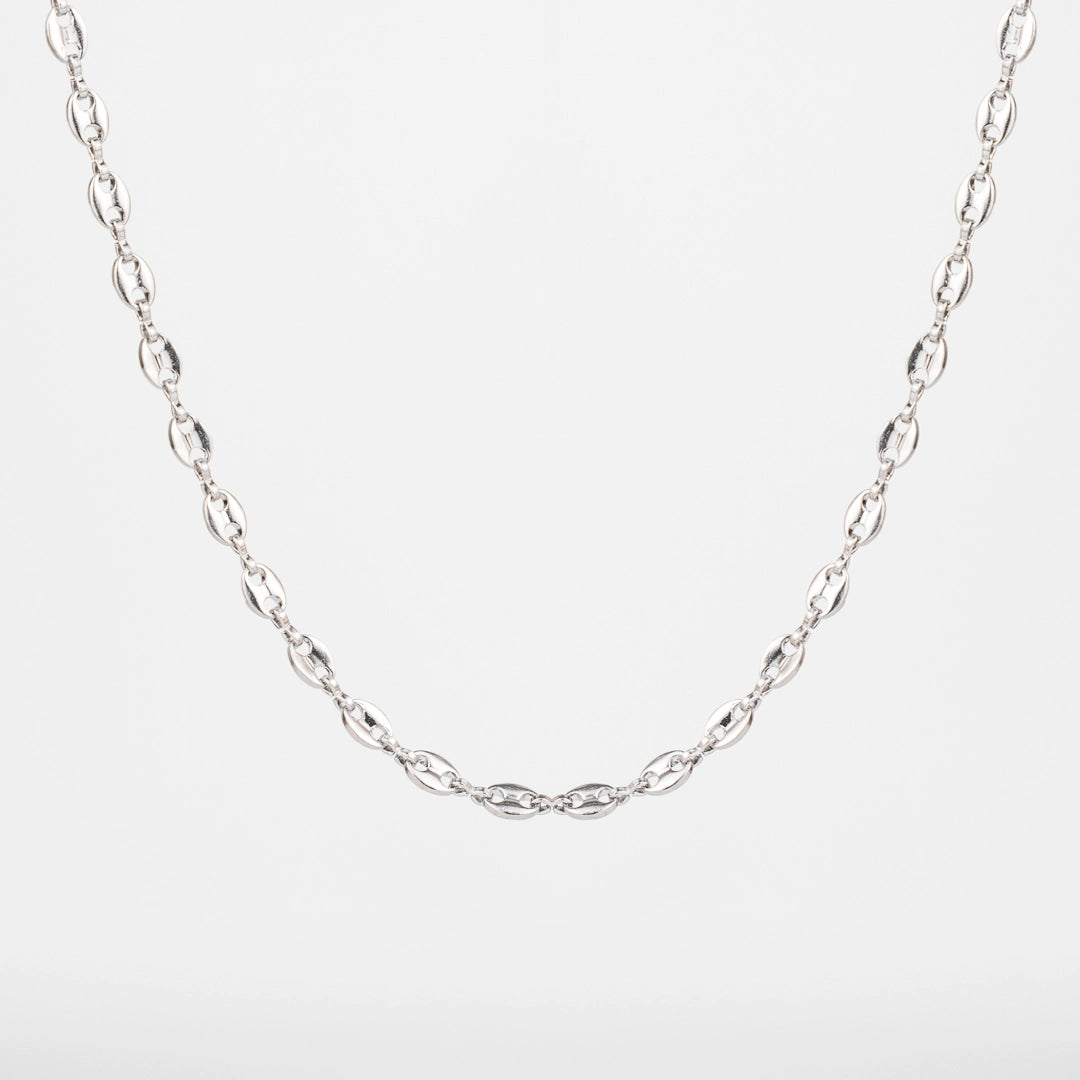 Chaîne graine de café argent pour homme