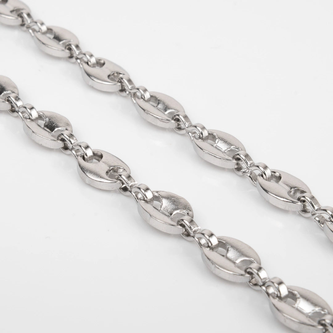 Chaîne graine de café argent pour homme