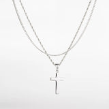 Ensemble de colliers en acier inoxydable  avec pendentif croix pour homme