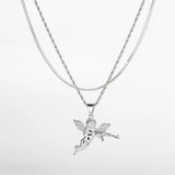 Ensemble de colliers en acier inoxydable  avec pendentif cupidon pour homme