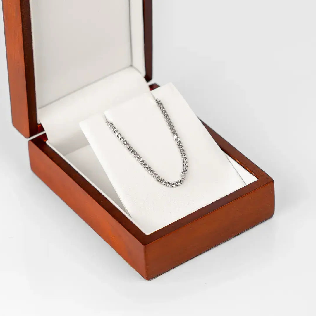 Chaîne maille gourmette en argent 925 pour homme dans un écrin en bois