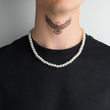 Collier de perles 50cm pour homme porté