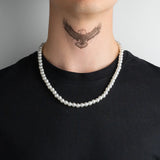 Collier de perles 55cm pour homme porté