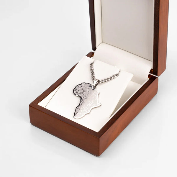 Pendentif Afrique argent pour homme dans écrin