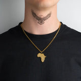 Pendentif Afrique or pour homme porté
