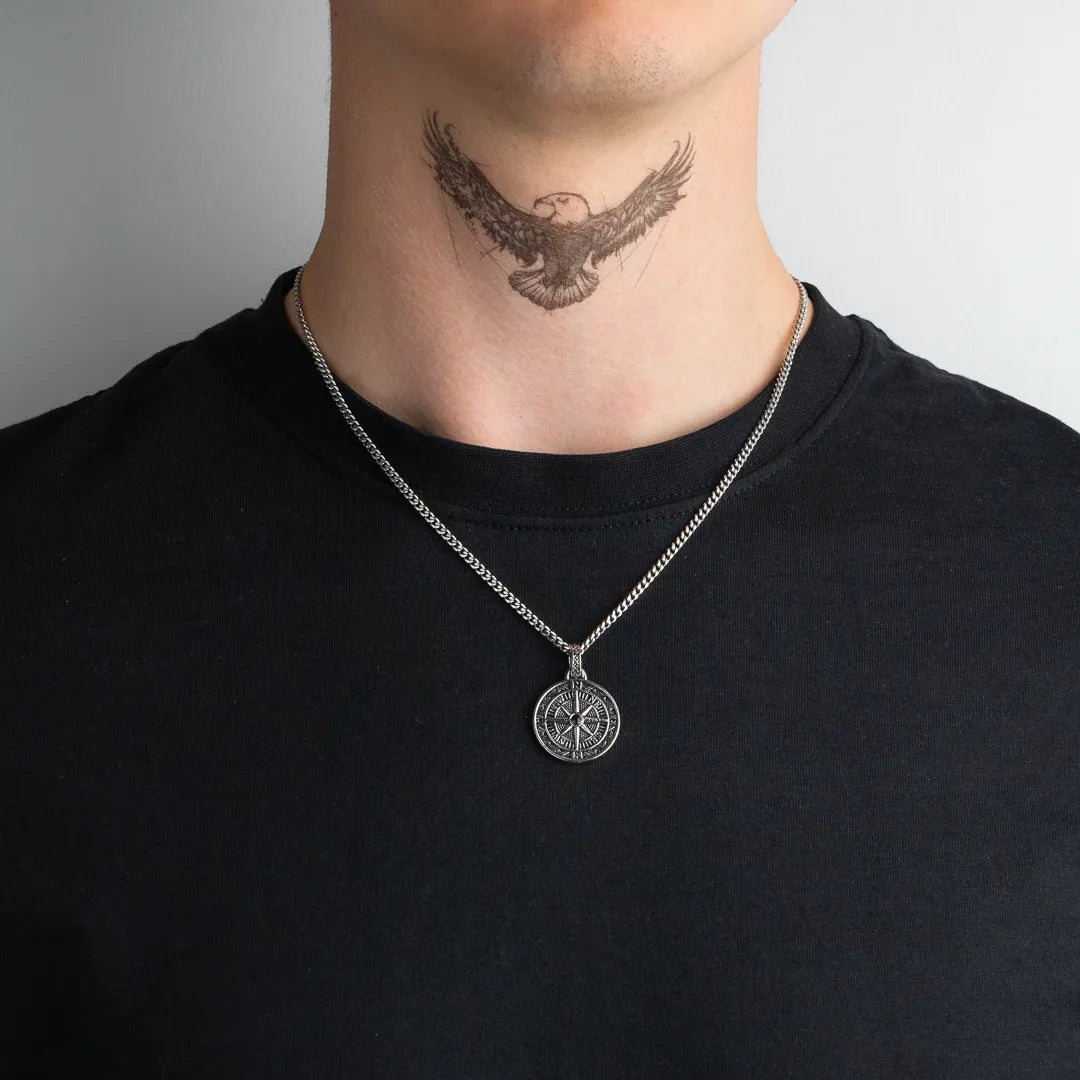Pendentif boussole (argent) pour homme｜Unchain