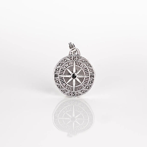 Pendentif boussole argent pour homme