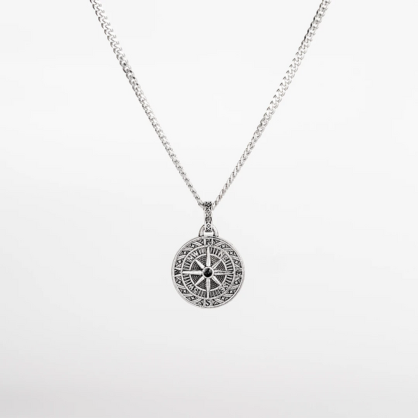 Pendentif boussole argent pour homme