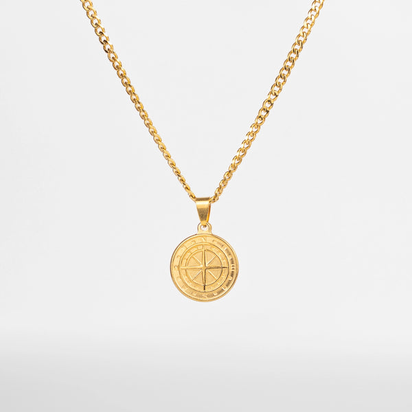 Pendentif boussole or pour homme
