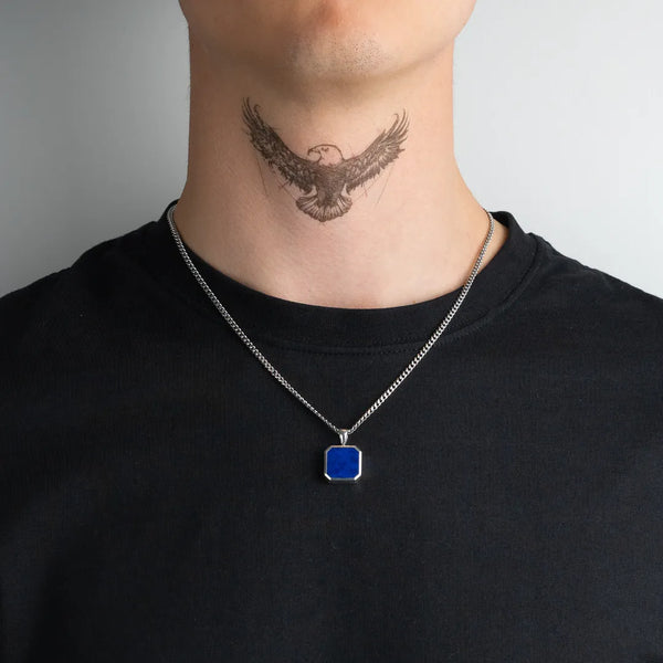 Pendentif lapis-lazuli en argent 925 pour homme