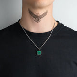 Pendentif malachite en argent 925 pour homme