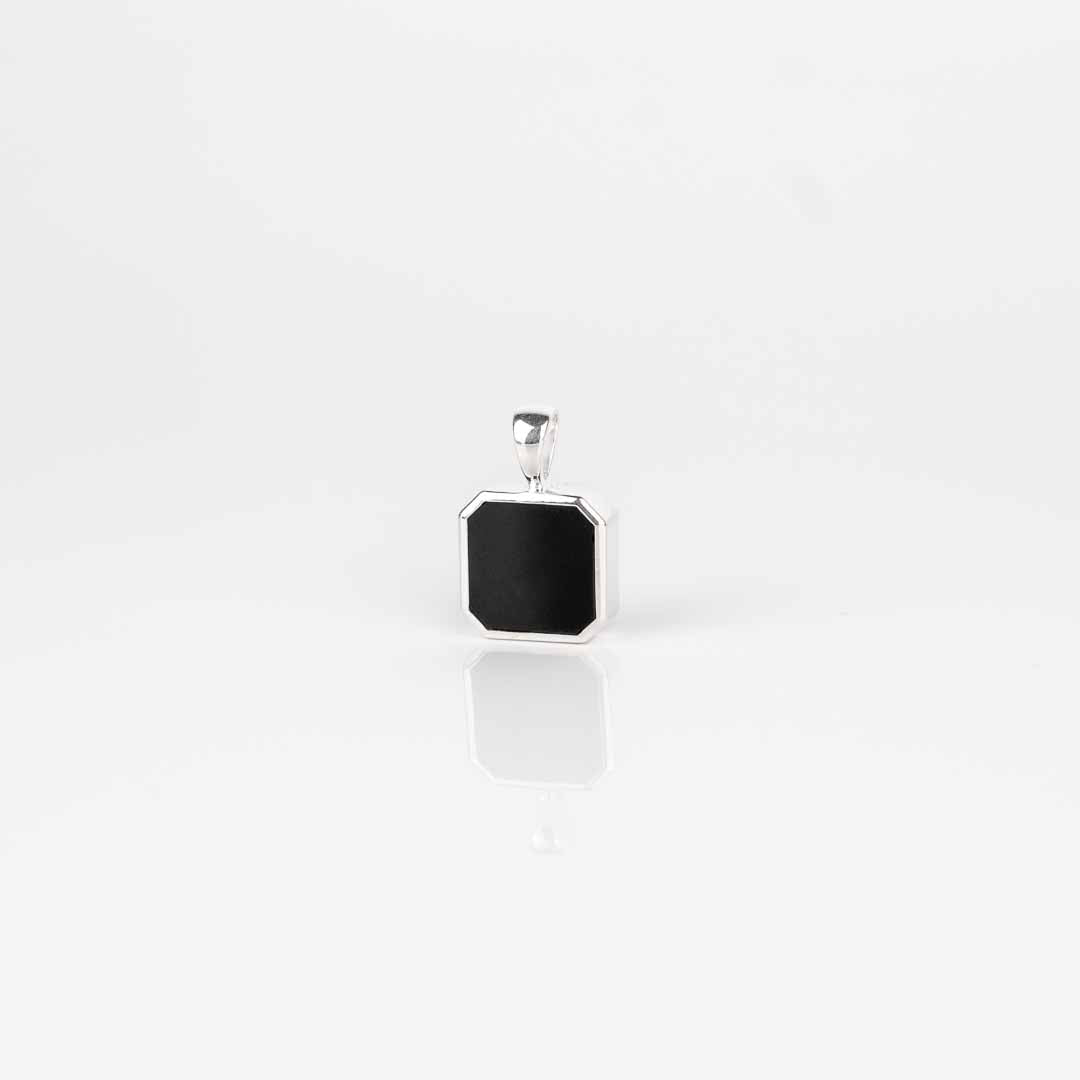 Pendentif En ONYX Noir Avec Chaîne Argent 925/1000 Poinçonné - Neuf Avec étiquettes - Bijou élégant