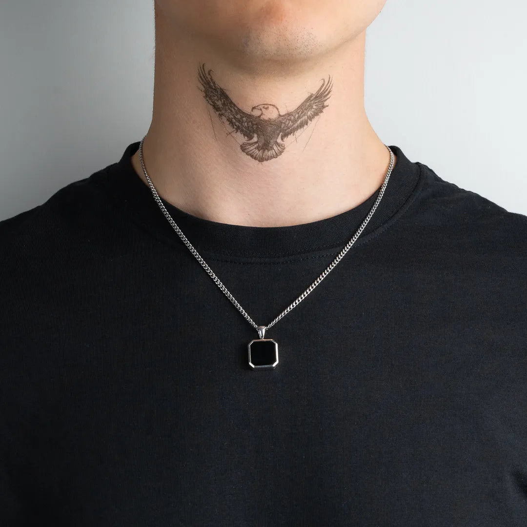 Pendentif onyx en argent 925 pour homme